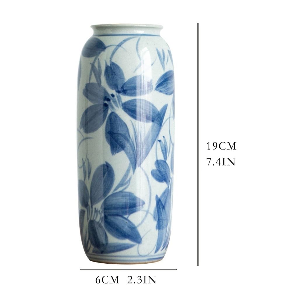 Decorazione per la Casa Vaso in ceramica retrò Composizione di fiori Porcellana blu e bianca Decorazione cinese vaso coltivati ​​​​ad acqua
