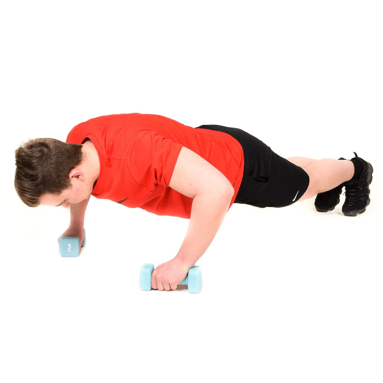 Pure2Improve 6 hantli neoprenowych, 3,0 kg, jasnoniebieskie, trening siłowy, wytrzymałość