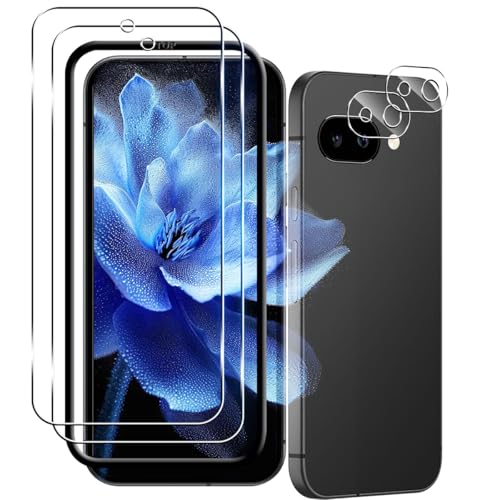【2+2枚セット ガイド枠付き】 対応 Google Pixel 9A ガラスフィルム (2枚) + カメラフィルム (2枚) 【日本製素材旭硝子製】 用 Google Pixel9A 強化ガラス保護フィルム 硬度9H 耐衝撃 飛散防止 指紋防止 全面保護