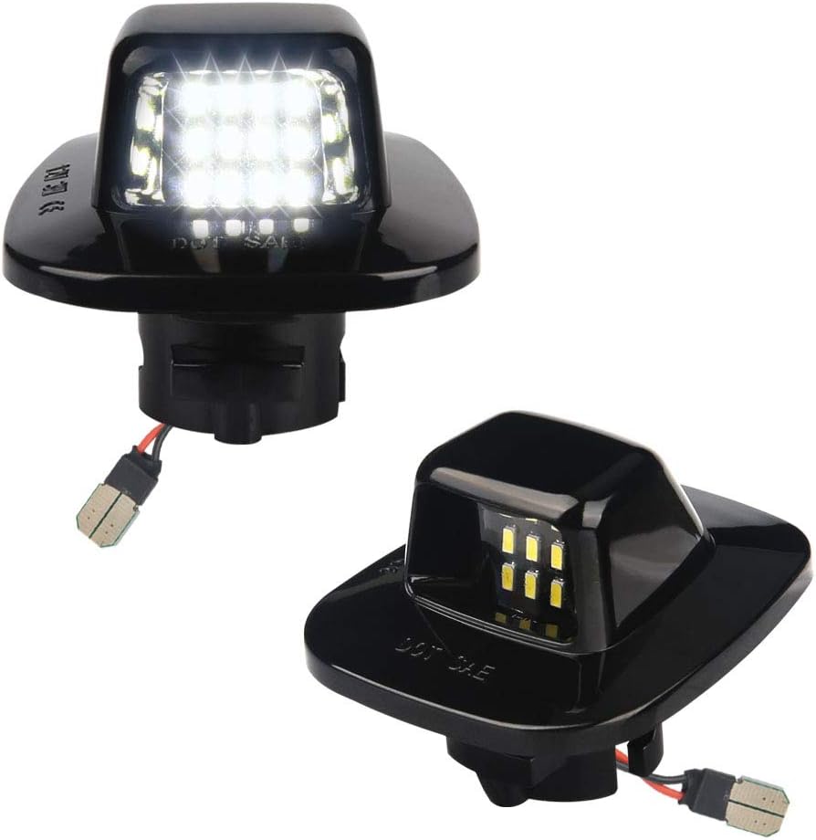 LED License Plate Light Lamp Assembly Compatible with 1988-1999 Chevy C1500 K1500 Silverado Sierra Pickup Tahoe Yukon Blazer S10 Sonoma S15 Black Housing 6000K White, Pack of 2