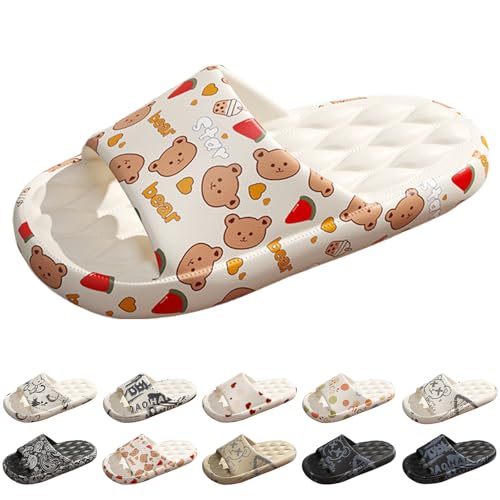 Fashion Mens Womens Couple Trendy Cartoon Printed Non-slip Platform Slippers, Unisex Casual Open Toe Non-slip sandals for Indoor Outdoor Bathroom