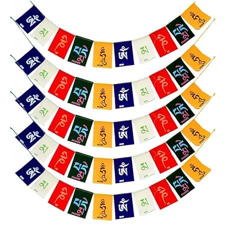 PSE EXPORT TTibetan Buddhist Prayer Flags for Car/Home (10 Flag in 1 String, Big Size) Multicolour_75 Cm Pack of 5-image-41