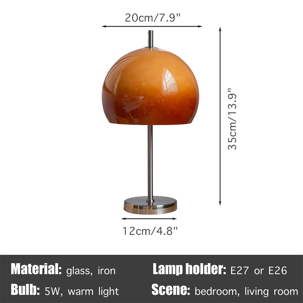 Vintage Glas Pilz Tischlampe - Stil Nachtlicht für Schlafzimmer & Wohnzimmer - Dekorative Atmosphäre Beleuchtung