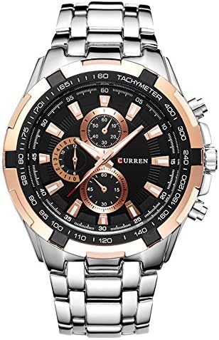 Mens Watches,CURREN Watches Quartz Analog Wrist Watch for Men, Fashion Waterproof Stainless Steel Band