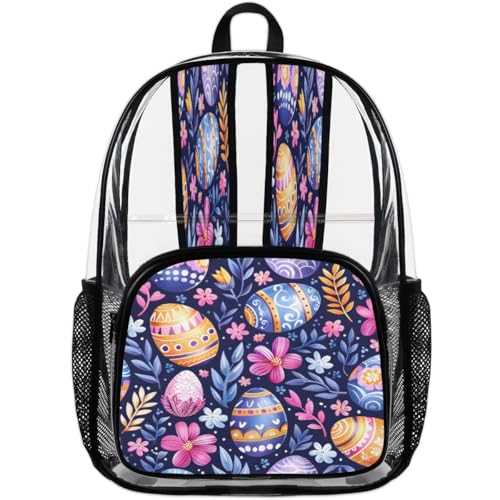 Easter Eggs Clear Backpack for Stadium Events, Green Eucalyptus Waterproof Clear Bag for Women Men Adult Sport Work Daily Music Festival and Concerts4
