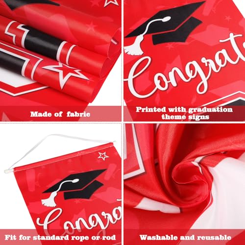 Image of Moukeren 3 Pieces 2026 Graduation Party Decorations Graduation Porch Sign Class of 2026 Grad Hanging Porch Banner Backdrop Door Sign for Grad Party Home Door Wall Decor(Red and Black)
