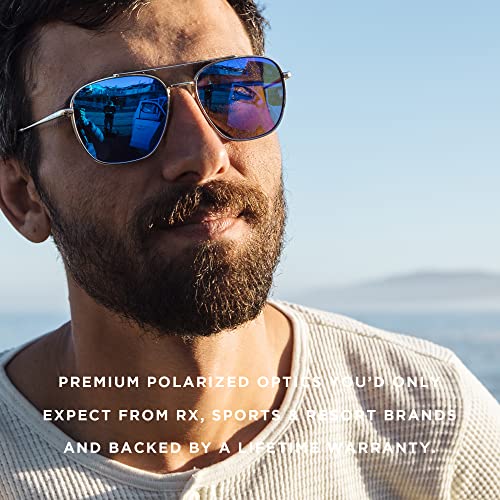 Pilotfish Patron Polarized Aviator Sunglasses Men Women, Stainless Steel Frame, Cr-39 Anti-Reflective Hydrophobic Uv400 Lens #TOP6