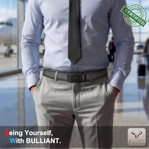 Image of BULLIANT Ratchet Trimmable Leather Belt for Men Adjustable 1 3 /8-Gift Boxed | Smooth Sliding | Micro Adjustable Fit | Tailored Size | Holeless Understated Elegance