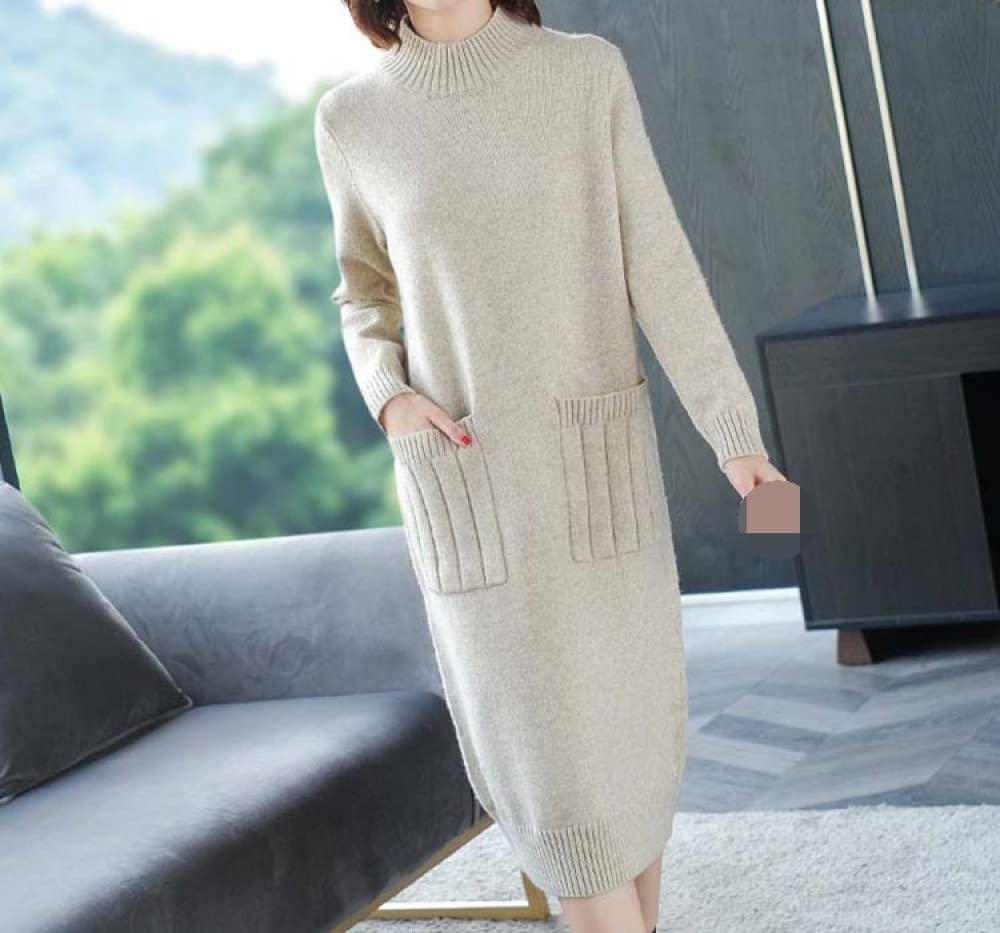 Pulls Tricot Femme,Robe Pull en Tricot À Col Rond pour Femme Blanc Poignet en Tricot Côtelé Jupe Pull Décontracté Confortable All-Match Pull Pull Mode Cadeau pour Petite Amie Fête des Mères