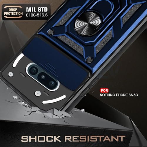 Image of AIBEX Back Cover for Nothing Phone 3(a) 5G | D10 Tough Armor Case | Sliding Camera Shield | 360 Protection | Kickstand Ring Holder | Military-Grade Shockproof Bumper Case