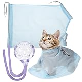 Mipcase Cat Bathing Bag, Breathable Cat Washing Bag Adjustable Cat Shower Bag Cat Grooming Bag for Cats Dogs