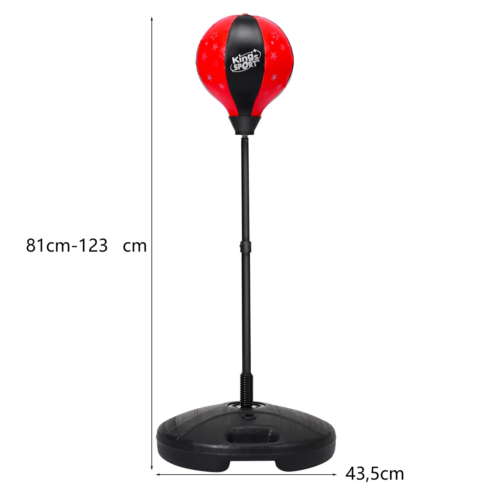 KOMFOTTEU Punchingball Standbox höheverstellbar 81-123 cm, Standboxball mit Boxhandschuhen & Pumpe, Boxen Set, Stehendes Boxsack für Kinder & Erwachsene