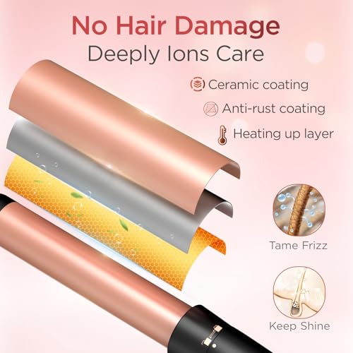5 in 1 Curling Iron Curling Wand, Curling Iron Set with A Thermal Brush, A 3-Barrel Hair Crimper Iron, 3 Ceramic Curling Irons (0.35 \"-1.25\"), 2 Temps 30S Fast Heat Hair Curler Waver with Glove & Clip