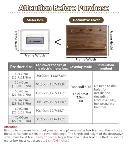 Cache-panneau électrique durable en bois pour masquer un compteur apparent - 8