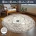 PURRUGS Vintage Farmhouse Boho Area Rug 6x6 ft, Non-Slip Machine Washable Round Rug, Accent Oriental Rug for Dining Room, Living Room, Bedroom, Entryway and Kitchen, Taupe/Vanilla