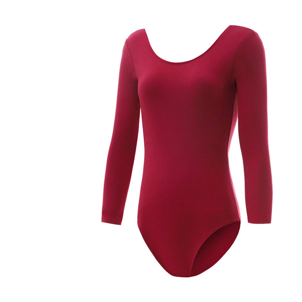 Acvip Women's Dark Red Teen Girls Long Sleeve Gymnastics Ballet Aerial Yoga Dance Leotard Dancewear (, S/Height 155-160Cm)