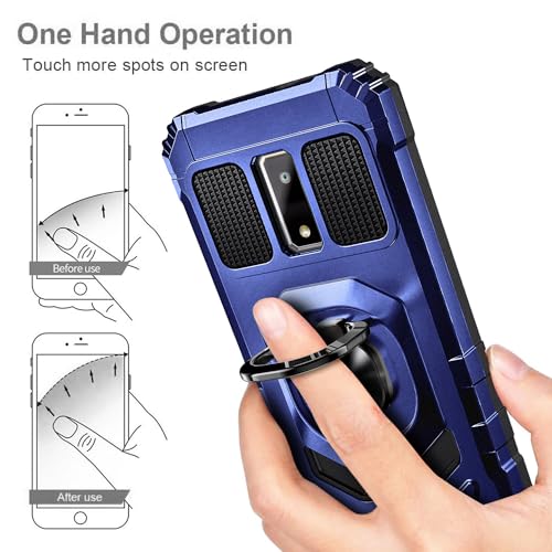 WDHD Compatible with BLU View 4 Case with Tempered Glass Screen Protector, Full-Body Protective Magnetic Car Ring Holder [Military-Grade] Case for BLU View 4 (B135DL) Blue - Thumbnail 6