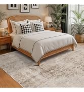 Hazo Haus Neutral Area Rug for Bedroom - 6x9 Washable Rug for Dining Room Table, Ultra-Thin Soft ...