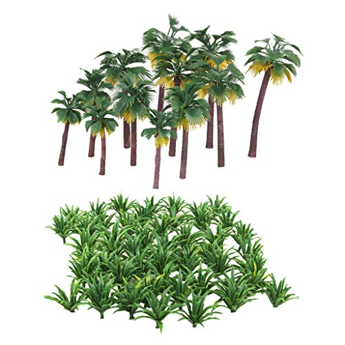 HTYG 62 pcs Arbres modèles Mixtes en Plastique--Mini Paysage Plante Verte--Train Miniature Architecture Diorama Bricolage Paysage--Vert Naturel--8,5-16 cm Cover