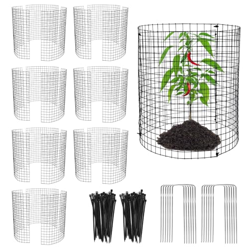 24 PCS Round Plant Protector from Animals, 8 Pack 12'' x 12'' Metal Plant Cages?24Pcs Metal Mesh to Keep Animals Out, Garden Protection Bunny Barricades, Wire Plant Protectors for Rabbits Chicken Duck