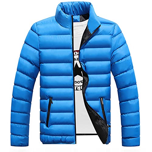 Winter Jackets for Men Clearance Mens Coats Lightweight Puffer Down Jackets Solid Casual Stand Collar Down Coats Winter Warm Puffy Coat Quilted Jacket Outerwear for Travel Ski