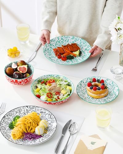 Image of vancasso SELENE Plates and Bowls Set for 6, 24 Pieces Dinnerware Sets, Mircowave and Dishwasher Safe Dishes Set, Porcelain Muted Dinnerware