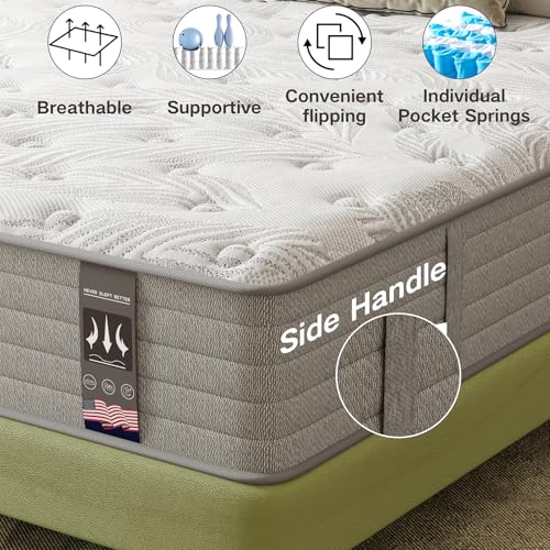 Image of Twin Mattress 12 Inch, Hybrid Twin Size Mattresses in a box with Gel Memory Foam and Individually Pocket Innerspring, Medium Firm, Upgraded Support& Pressure Relief, Motion lsolation, CertiPUR-US