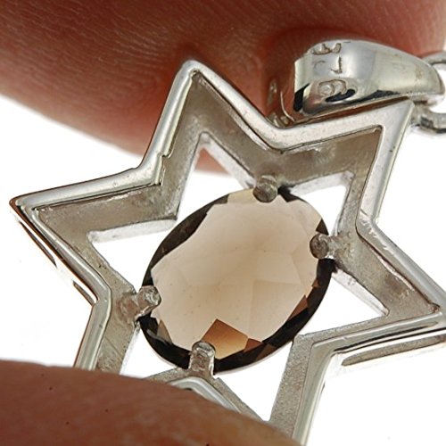 Stella di David ciondolo in cristalli marrone con catenina in argento 925