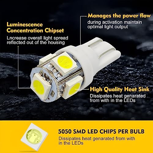 image for AICEL LED Light Bulb for Car, T10 LED Bulb 5SMD 5050 Chips, Replacemen