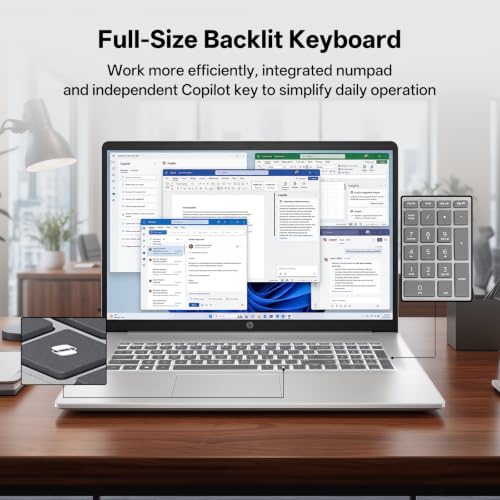 Image of HP Essential 17 inchFHD AMD Ryzen 7 7730U Laptop, 16GB DDR4 + 1TB SSD | 17.3 inch FHD IPS, Full-Size backlit Keyboard, HD Camera with Privacy Shutter, Wi-Fi 6, Bluetooth, Win 11 Home, Silver