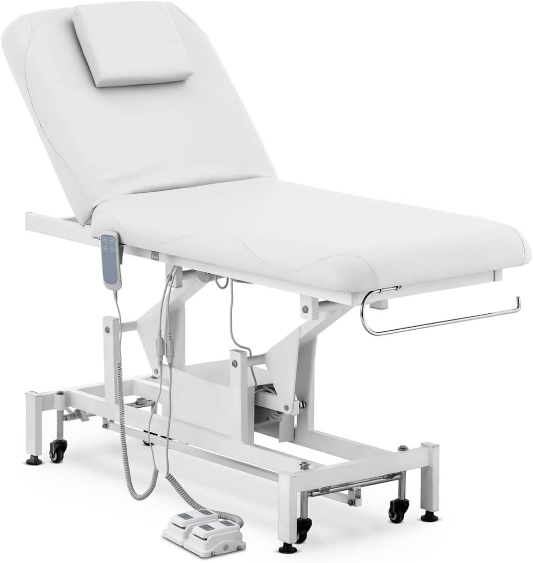 physa PHYSA LYON WHITE_PH Massage Table 2 Motors 200 kg White Massage Couch Massage Therapy Table (Synthetic leather, Powder-coated steel, Height 680-900 mm)