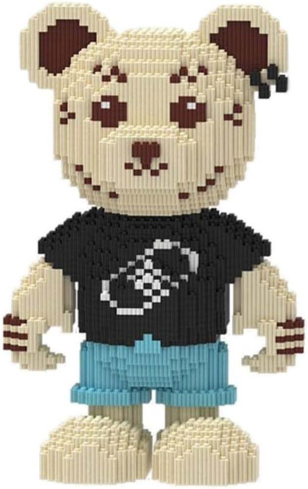 5105-Piece Micro Block Animal Bear Building Kit - Cute Plush-Style Bear with Streetwear Outfit, Small (4 cm x 5 cm x 3 cm)