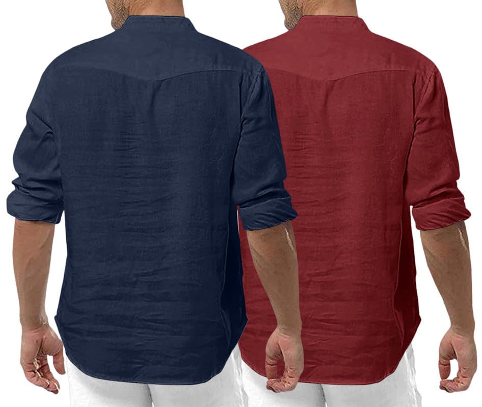 Image of ROYALSCOUT Men's Cotton Polyester Blend Solid Regular Fit Full Sleeve Short Kurta | Ethnic, Lightweight Summer Kurta for Daily & Occasion Use