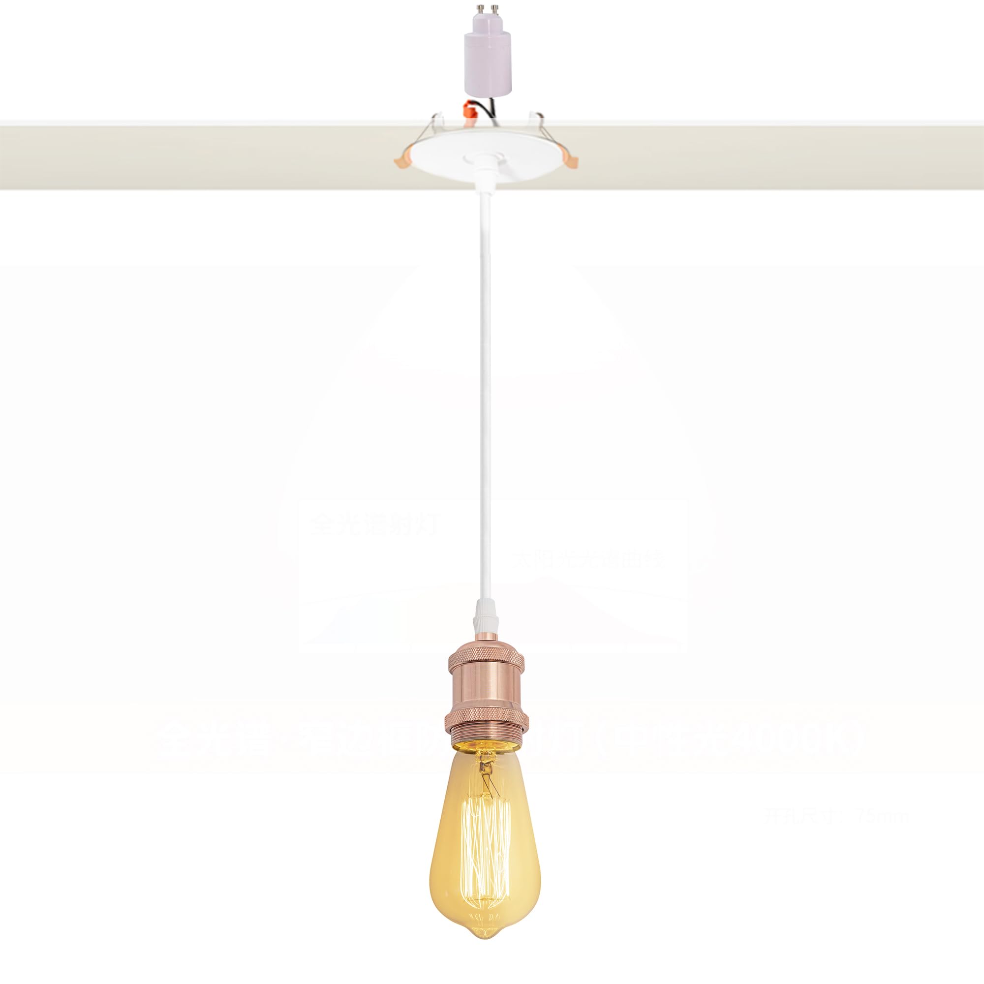 FSLiving Recessed Ceiling Round Downlight Fittings,Rose Gold Retro GU10 Downlights, Recessed Pendant Lights, Cutout ?8-85mm, Convert GU10 Spotlight to Pendant, max. 60W 240V, No Bulbs TB0119