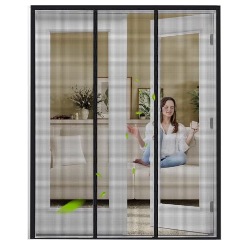 Mosquiteras Para Ventanas 90x245cm Negro con pesas cosidas y regleta de bornes autoadhesiva mosquitera para puerta balconera corredera