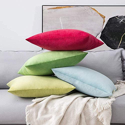 Image of Modern Homes (Pack of 2) Velvet Cushion Covers Plain Sofa Cushion Covers Pillow Covers for Living Room and Bedroom (16x16 inches, Rose Red)