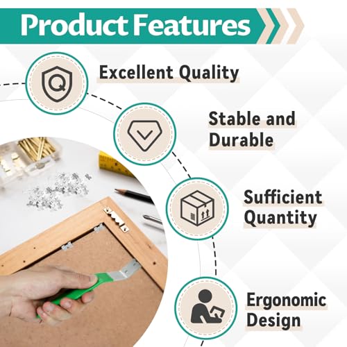 Image of Glazier Push Points Setting Tool with 120 Glazier Points - Easy-Grip | Fits Glass, Pictures, Cross Stitch, Zinc Iron Anti-Rust Fasteners, Comes With 4 Protective Finger Cots For Safe Operation