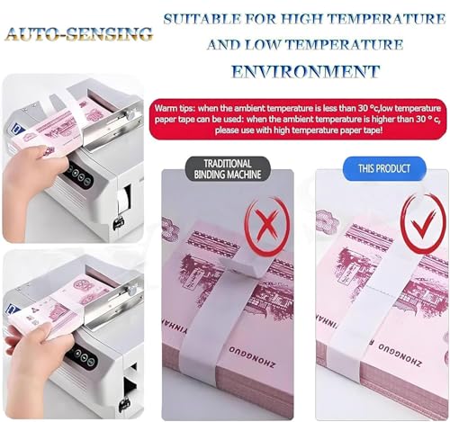 Máquina agrupadora de efectivo totalmente automática, longitud y temperatura ajustables, encuadernación rápida de 2 segundos para billetes y billetes