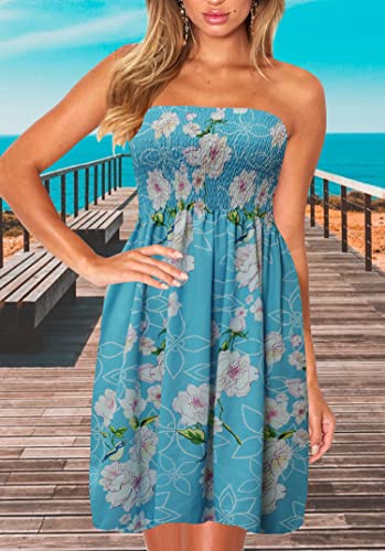 Image of Zyyfly Womens Summer Beach Dresses Strapless Cover Ups Dress Tube Top Sundresses