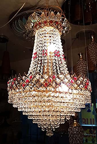 Image of Chandelier Ceiling Lamp Jhumar Glass Crystal Big Size Jhumar Lamp for Living Room /Hall /Bed Room