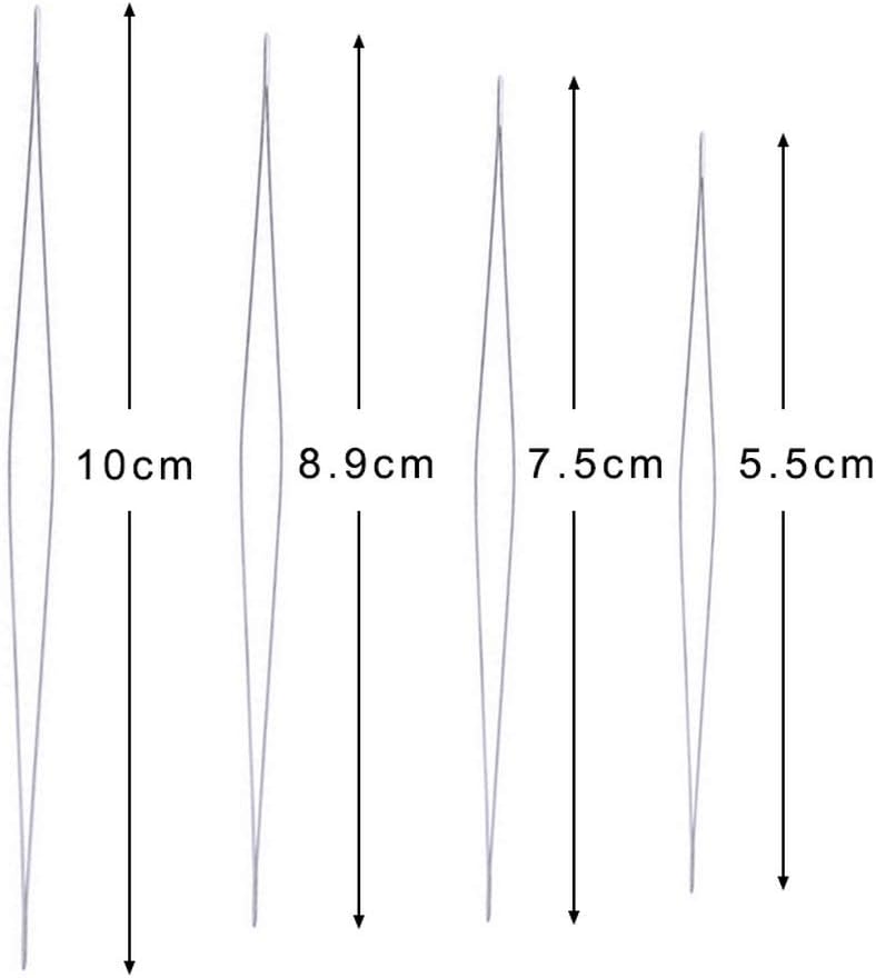 qiyana 10 pcs Beading Needle Set, 8 pcs 4 Sizes Seed Beads Needles Beading Embroidery Needles Big Eye Collapsible Beading Needles with Needle Bottle, Threader and Thimble for Jewelry Making