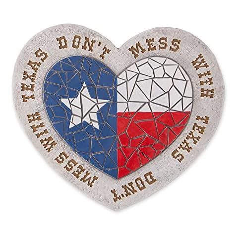 Accent Plus Cement Stepping Stone Collection Decorative Colorful, 10" Diameter, Don't Mess with Texas Cover