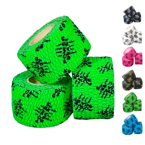 Power Beast 3x Lifting Thumb Tape Weightlifting Hook Grip Elastic Tape Adhesive Athletic Sport Tape for Olympic Weight Lift Cross Training Lifting & Gym 3 Rolls. (GREEN)