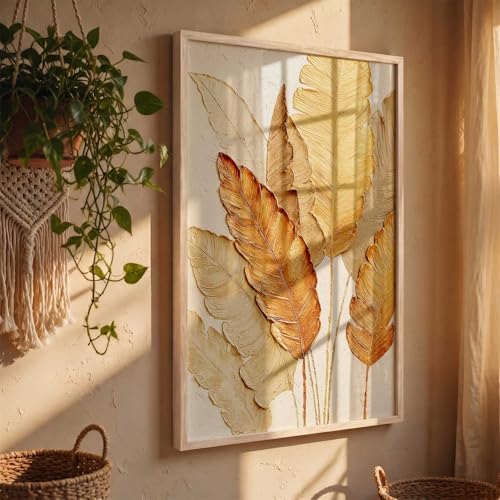Image of kotart Aesthetic leaf Art Home Decoration | Floral Paintings With Frame For Living Room Bed Room Hotel Wall Decor Digital Reprint (13x17 inch)