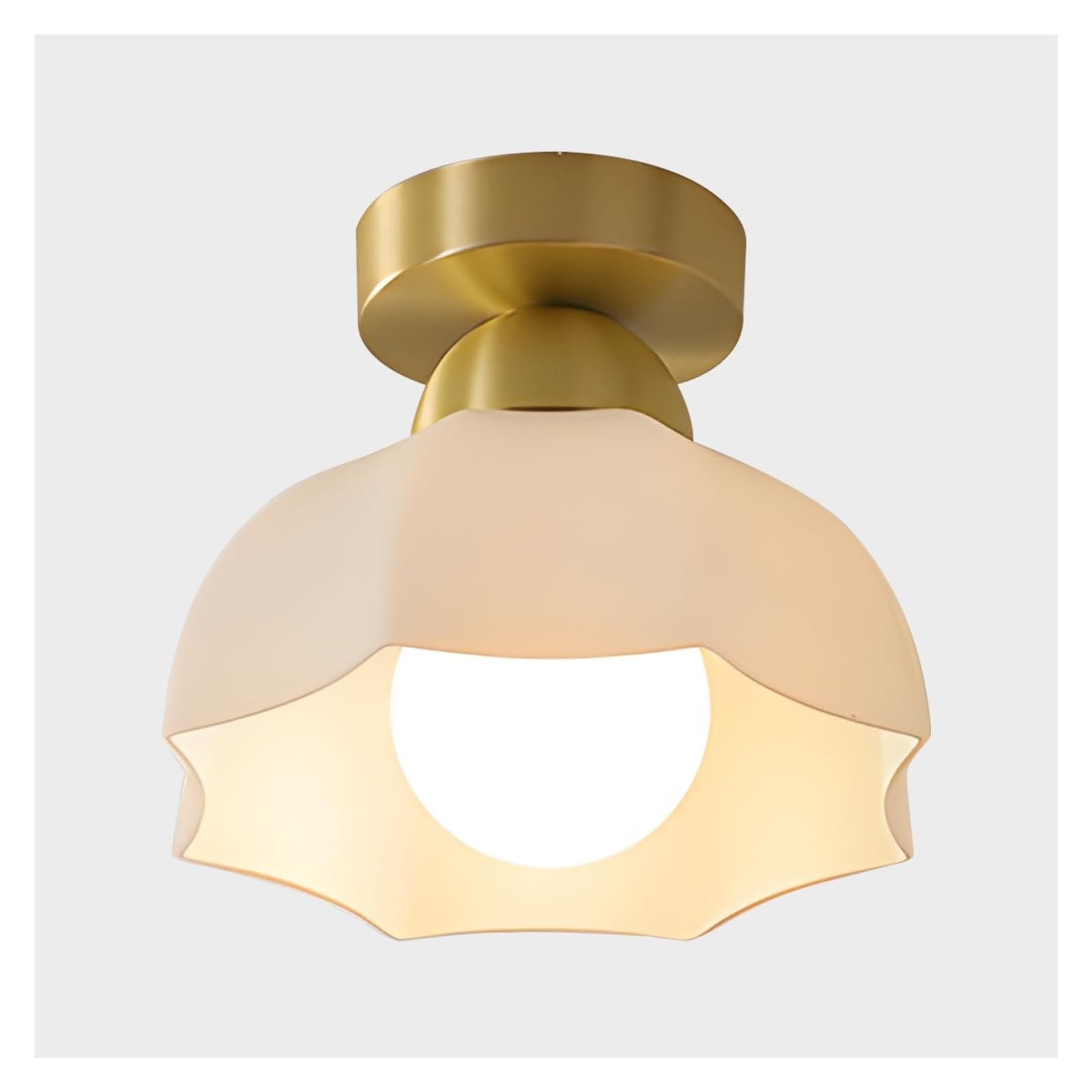 LYMSXAZOU Ceiling Lamp Modern Semi Flush Mount Light Fixture Vintage White Lights Contemporary Brass Hallway for Entryway Bathroom (Size : Dome)
