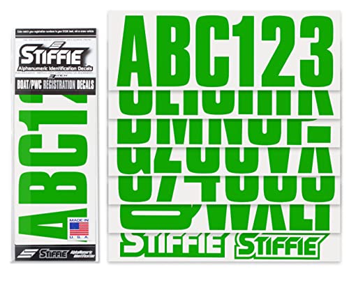 Image of STIFFIE Uniline Green 3 inch Boat & PWC Registration Decals • Numbers Letters Stickers