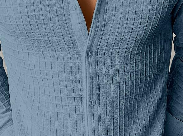 Image of Men's Casual Button Down Shirts Long Sleeve Linen Shirt Fashion Textured Beach Summer Shirts| Men Stylish Shirt | Men Fancy
