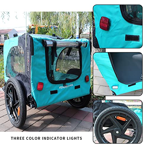 Glanzend Pet Dog Trailer Bicycle Carrier Foldable Frame Outdoor Waterproof Cargo Cart Bike Wheels Non-Slip W/Internal Leash Flag, Jogging Stroller For Small & Medium Sized Dogs Cats, Blue #TOP4