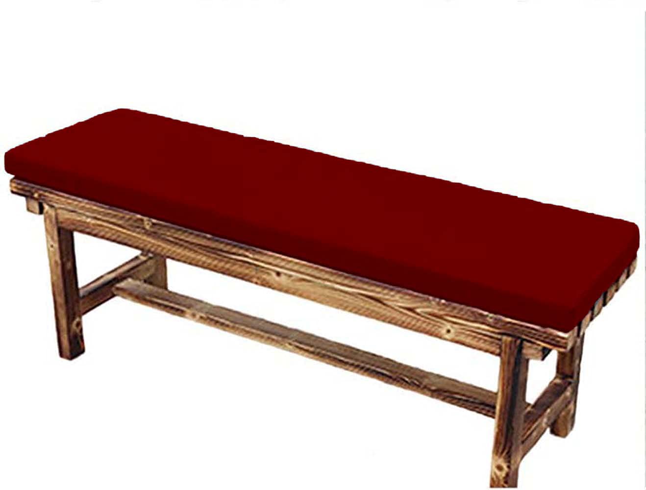 Ggoty Dark Red Waterproof Garden Bench Cushion Pads 100Cm,2/3 Seater Bench Seat Cushion Pad 120Cm 150Cm For Patio Furniture Swing Chair Indoor Outdoor (150 * 45 * 5Cm,)