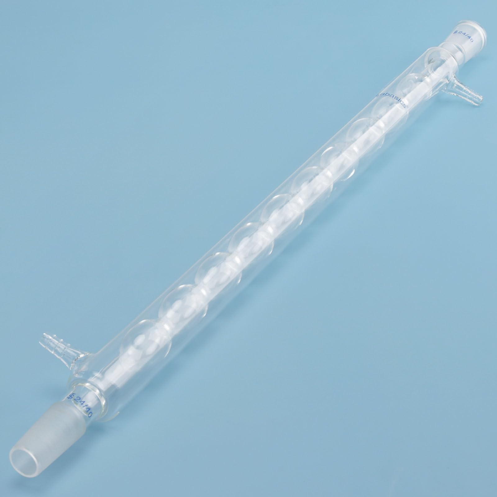 Labasics kondensator Allihn ze szkła borokrzemowego, złącze szlifowane 24/40, długość kurtki 500 mm, szklany chłodnica laboratoryjna do destylacji i refluksu